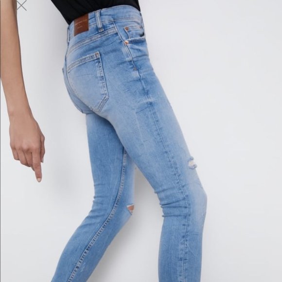 Zara Skinny Multidamage in Azure Blue - Picture 3 of 7